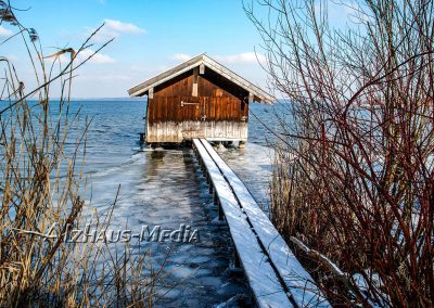 Alzhaus-Media Bildagentur im Chiemgau: Bootshaus im Winter